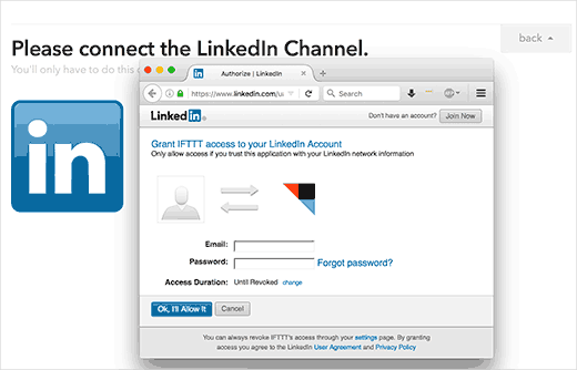 Authorize IFTTT to access your LinkedIn account
