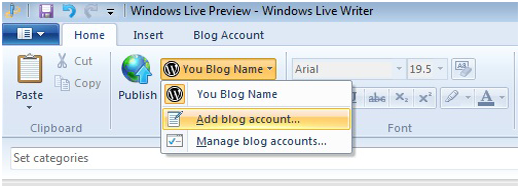 Add new WordPress blog to Windows Live Writer