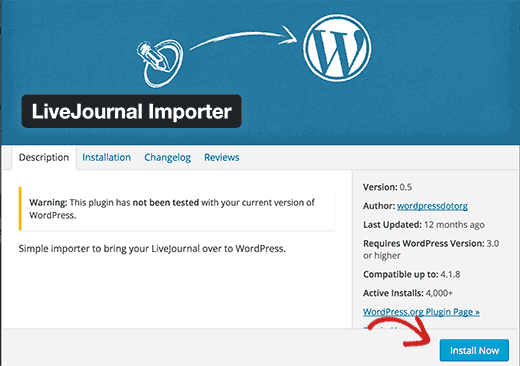 Install LiveJournal Importer