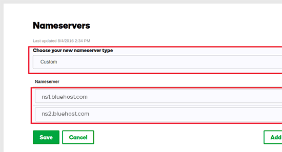 Updating DNS nameservers