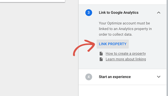 Link Google Analytics property