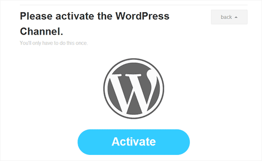 Activate WordPress as channel in IFTTT