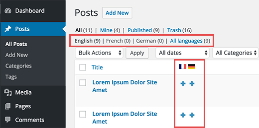 Adding translation for posts