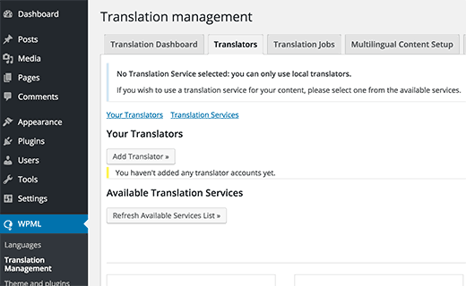 Adding translators using translator management module