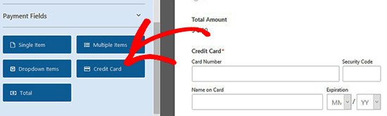 Add a credit card field to the form