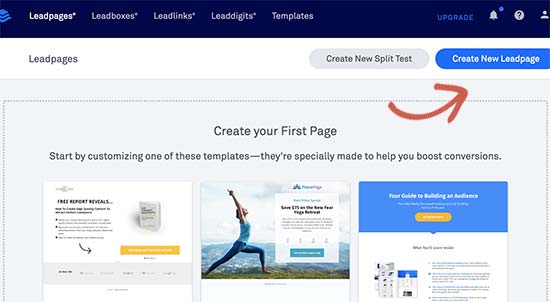 Creating a new landing page with Leadpages