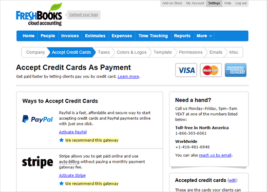 Accept online payments against your invoices using FreshBooks