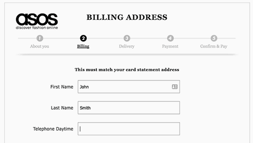 A multi-step checkout page example