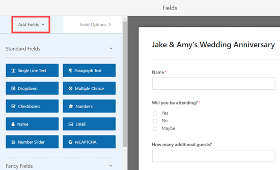 Adding new fields to the RSVP form