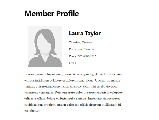 Staff Member Profile Single Page in WordPress