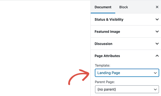 Choosing a page template