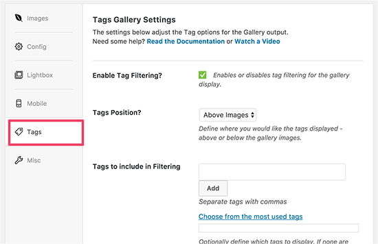 Enable filtering for your gallery