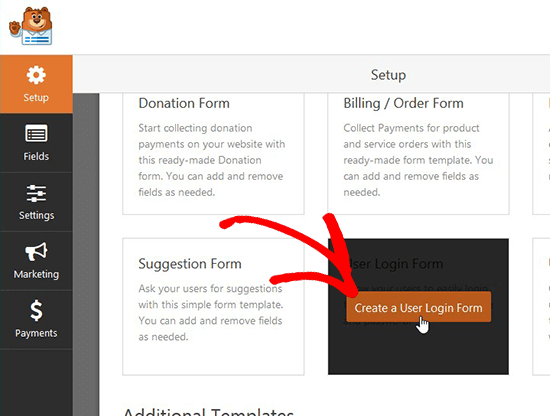 Select user login form
