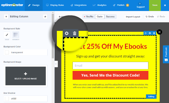 How to change your popup coupon's border settings