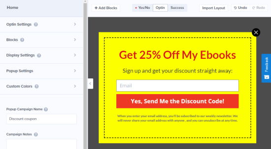 Changing the popup coupon's dashed border