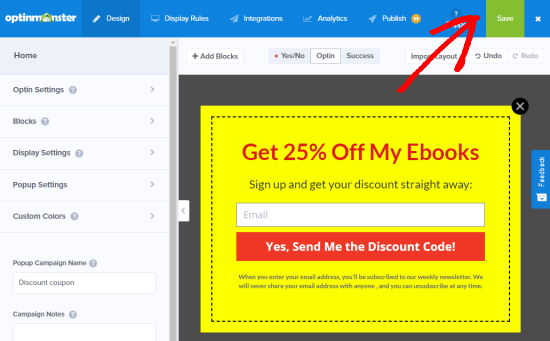 Save your popup coupon campaign