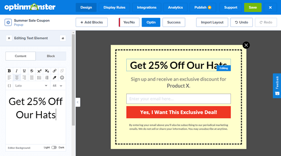 Editing the text on your WooCommerce coupon popup