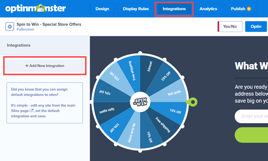 Adding email integration to your spin the wheel popup