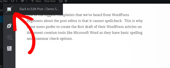Back to Edit Post in WordPress