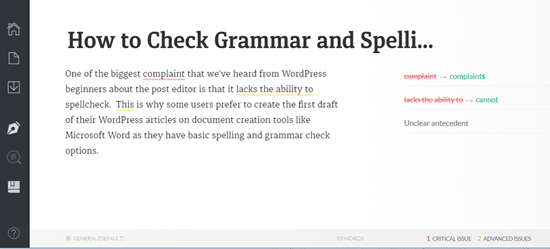 Check and Correct Grammar and Spelling Mistakes in Grammarly Web app