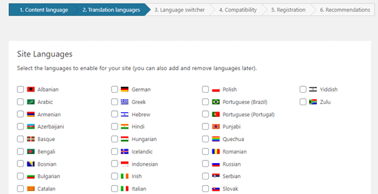 Selecting your translation language(s)