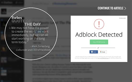 AdBlock wall on Forbes