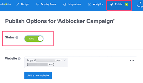 Publish your Adblock tracking campaign