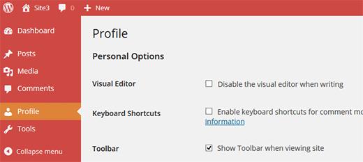 Admin color scheme option removed from user profiles in WordPress