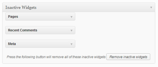 Removing inactive widgets in WordPress 