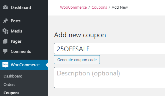 Adding the code for your coupon in Advanced Coupons