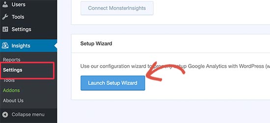 Launch set up wizard