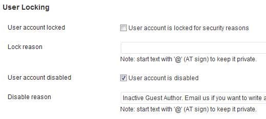 User Locker Profile Page Settings