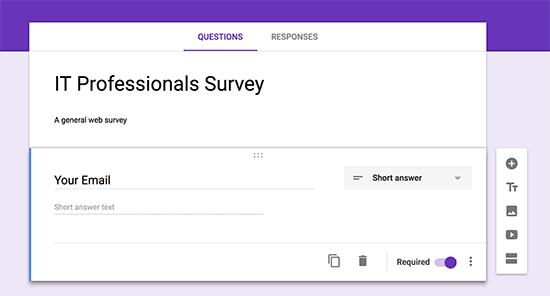 Adding form fields in Google Forms