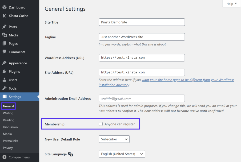 How to disable WordPress registration