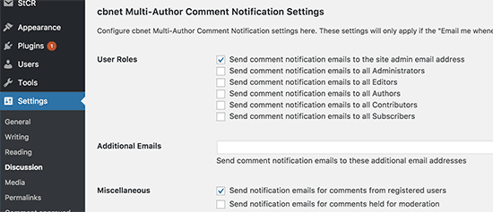 Multi author comment notification settings