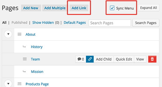 Sync your pages layout with your WordPress navigation menu