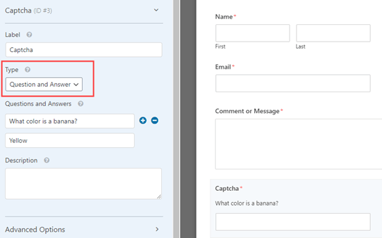 Changing the custom captcha question in WPForms
