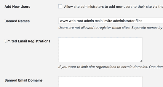 Registration options