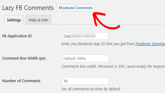 Moderate Facebook Comments option