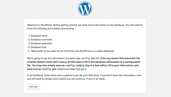 WordPress installation requirements