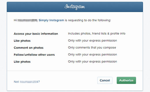 Authorize Simply Instagram 