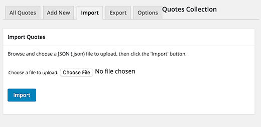 Import quotes into other WordPress site