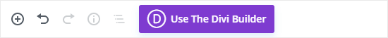 Click the purple button at the top of the screen to start using the Divi Builder