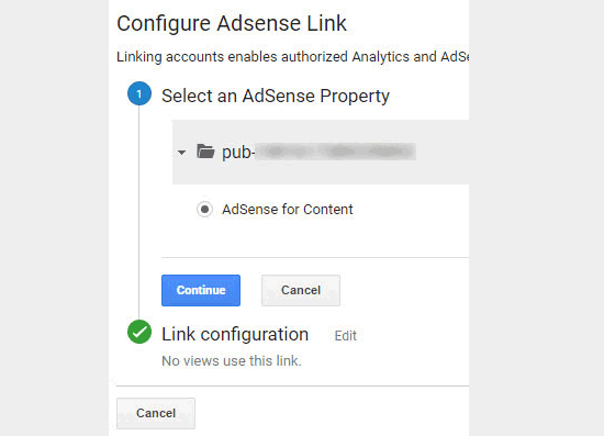 Select and link AdSense property