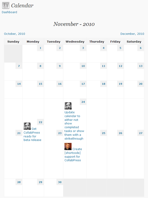 CollabPress Calendar