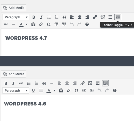 Post editor changes in WordPress 4.7