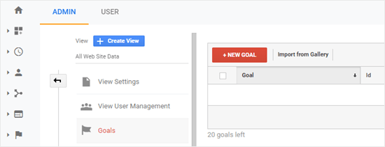 Adding your new goal in Google Analytics