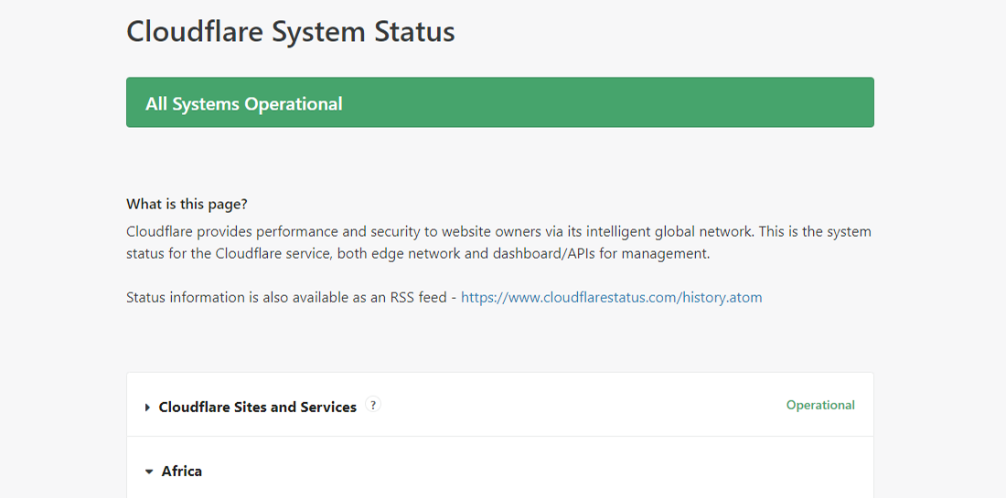 Check Cloudflare System Status at cloudflarestatus.com