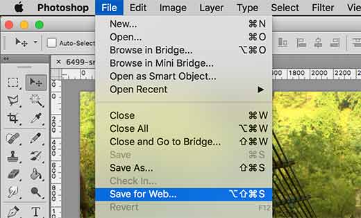 Save for web in Adobe Photoshop