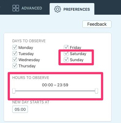 Cómo monitorizar horas y dias especificos en Qbserve